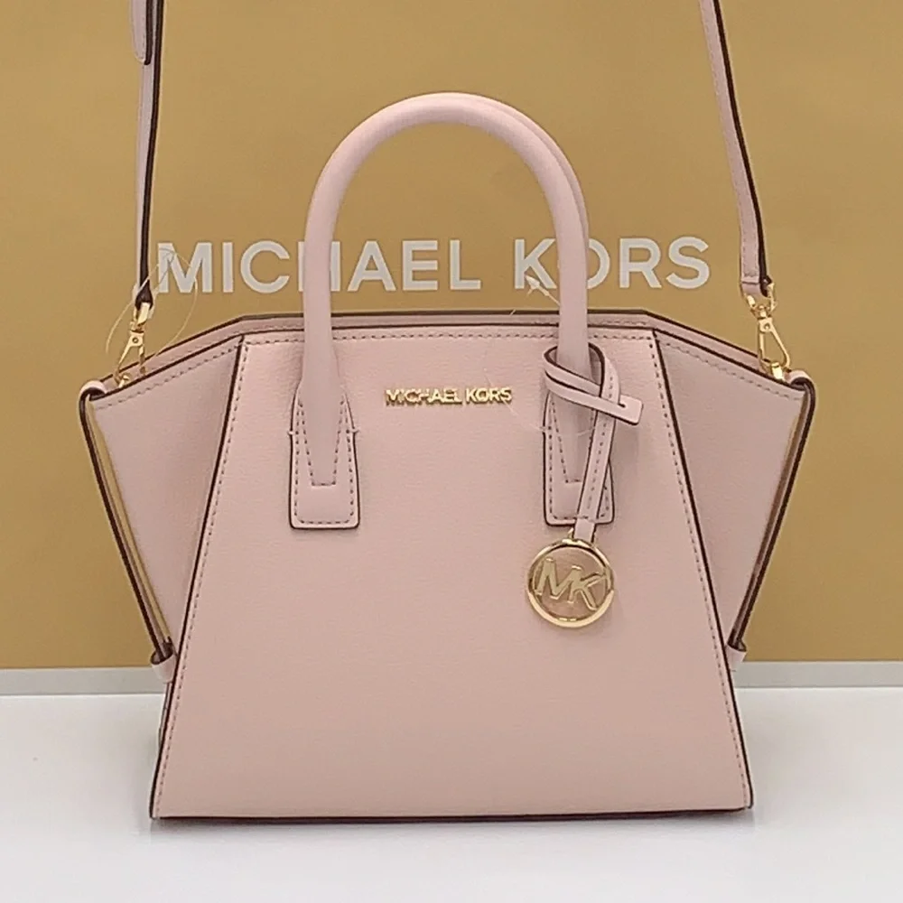 Michael Kors Avril Small Leather Top-Zip Satchel Powder Blush color